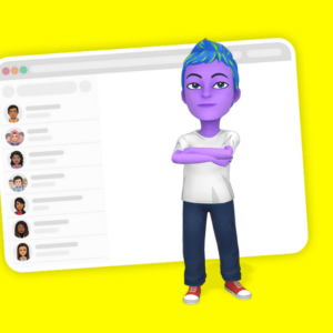 Personnage en 3D violet représentant le chatbot IA de snapchat