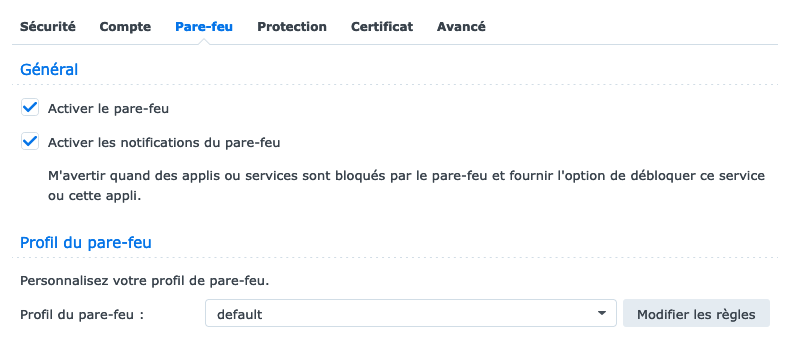 Transformer son NAS Synology en serveur VPN - Modifier les règles du pare-feu