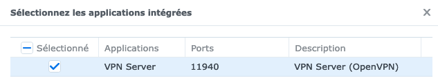 Transformer son NAS Synology en serveur VPN - Ouvrir le port du pare feu