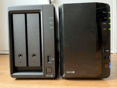 Comparaison design Synology NAS DS218 plus et DS723+
