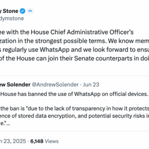 La Chambre des représentants aux États-Unis interdit WhatsApp sur les périphériques officiels