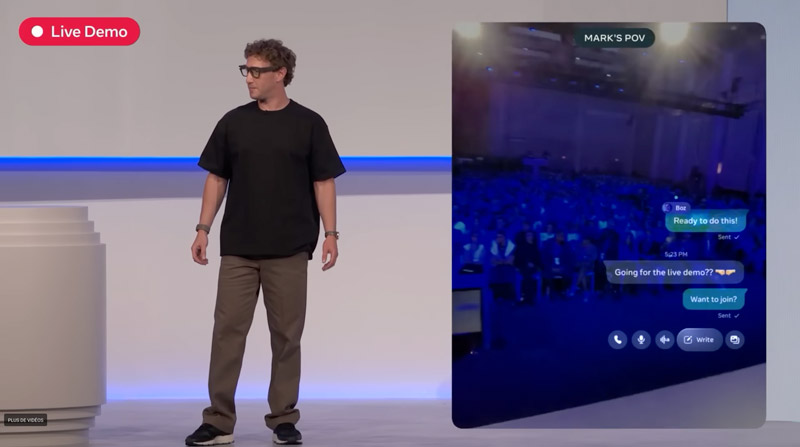 Mark Zuckerberg sur scene présentant les Meta Ray Ban AI - cauchemar vie privée